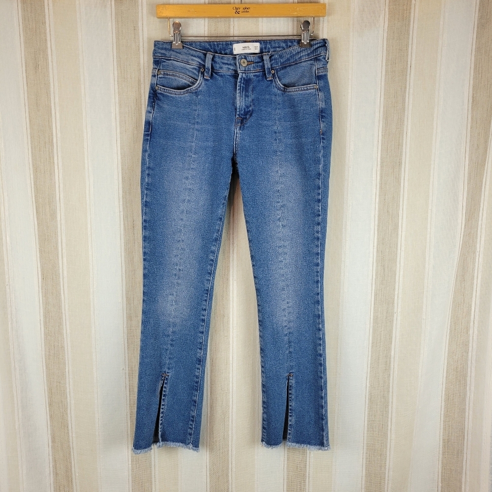 MNG Mango Straight Slim Slit Jeans Blue Size 4